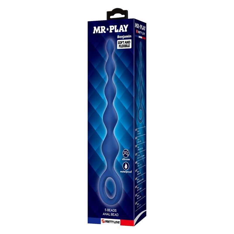 MR PLAY - PERLE ANAL IN SILICONE BLU E PLUG ANAL 20,4 CM – Perline anali – foto 3