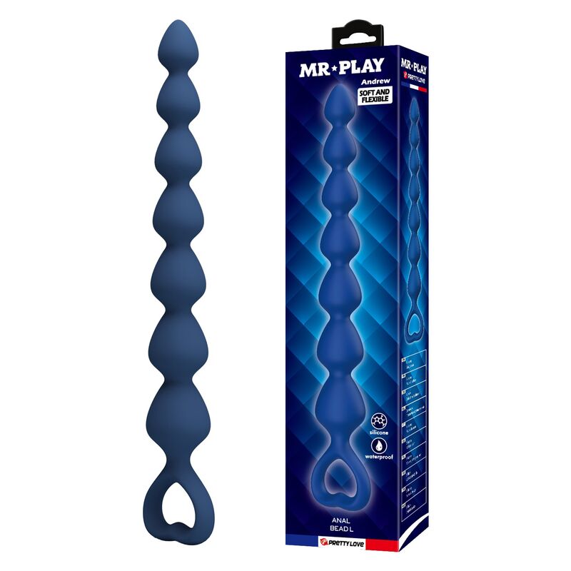 MR PLAY - PERLE ANALALI IN SILICONE BLU E PLUG ANAL 26,7 CM – Perline anali