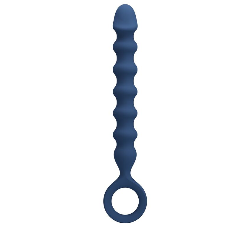 MR PLAY - PERLE ANAL IN SILICONE BLU E PLUG ANAL -Ø- 3,4 CM - 28,5 CM – Perline anali – foto 2