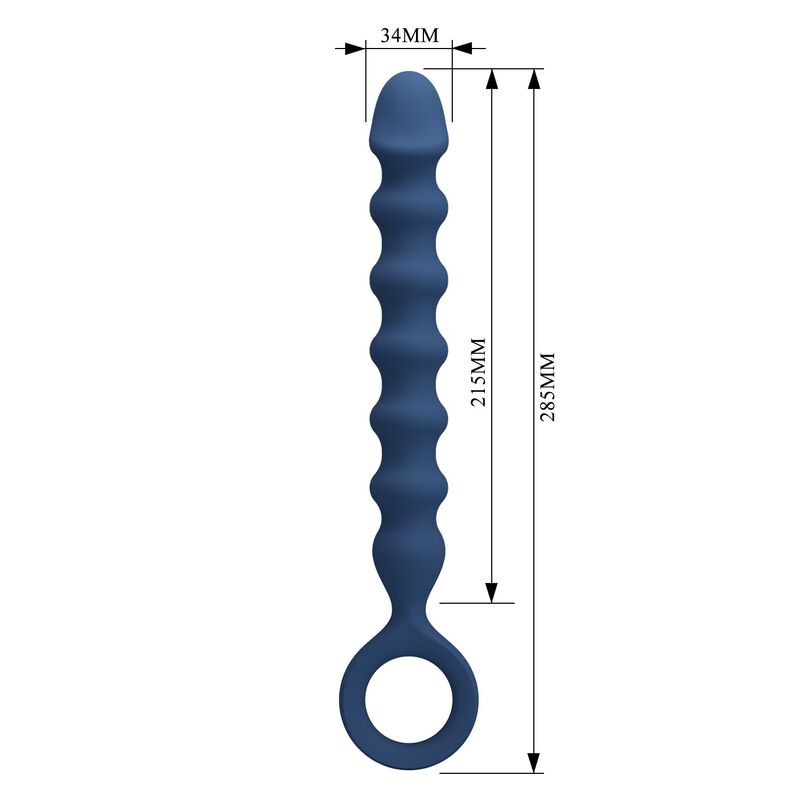 MR PLAY - PERLE ANAL IN SILICONE BLU E PLUG ANAL -Ø- 3,4 CM - 28,5 CM – Perline anali – foto 9