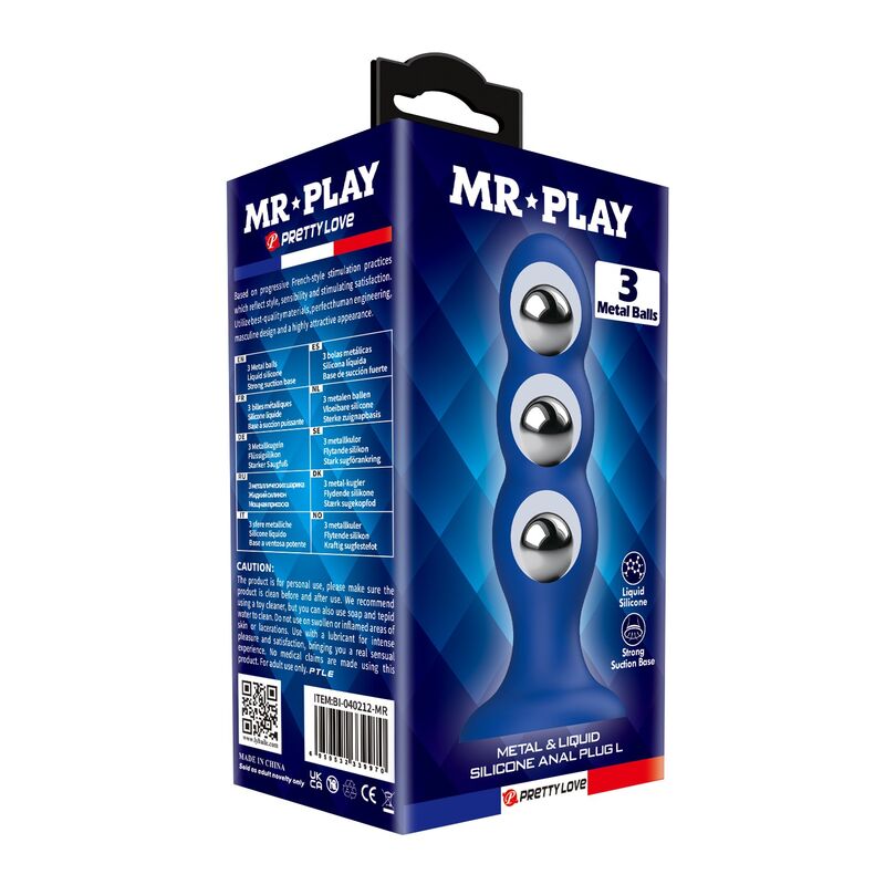 MR PLAY - PLUG ANALE CON SFERE METALLICHE E VENTOSA BLU – Tappi anali – foto 6