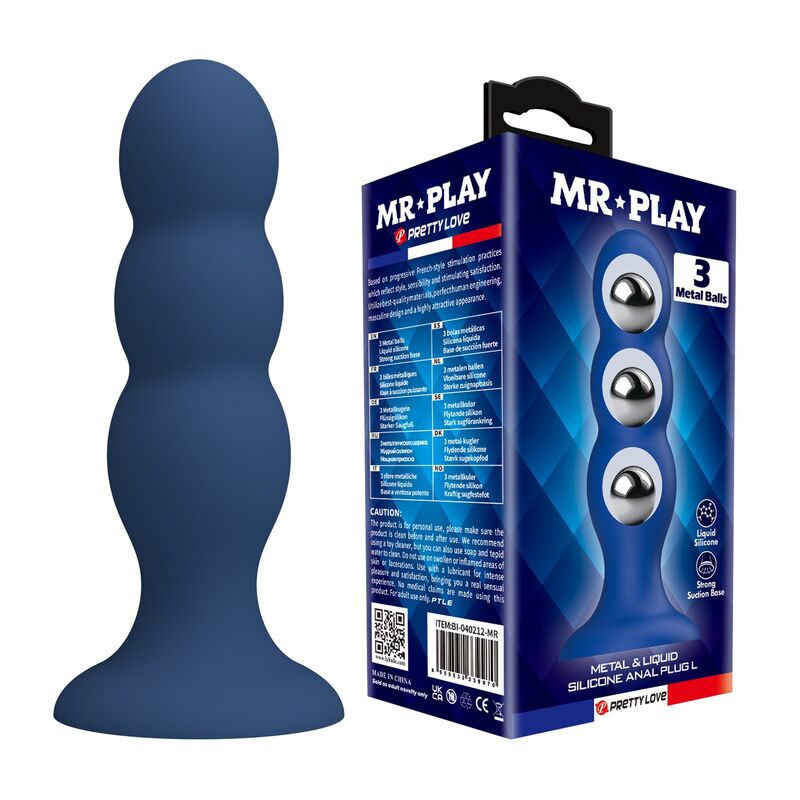 MR PLAY - PLUG ANALE CON SFERE METALLICHE E VENTOSA BLU – Tappi anali
