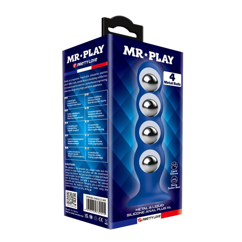 MR PLAY - PLUG ANALE CON 4 SFERE METALLICHE E VENTOSA BLU – Tappi anali – foto 3