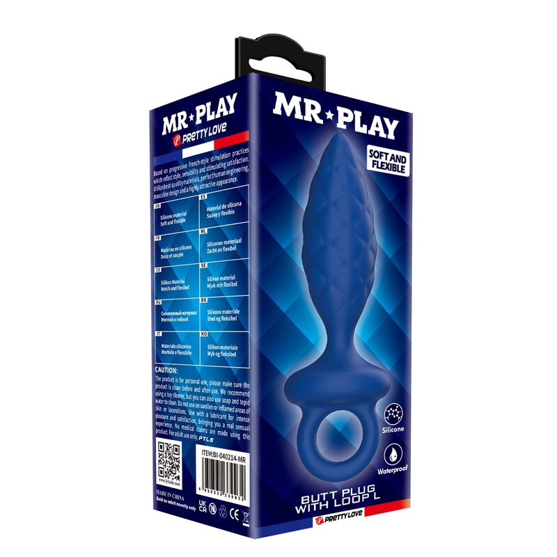 MR PLAY - PLUG ANALE TESTURIZZATO CON ANELLO BLU L – Tappi anali – foto 3