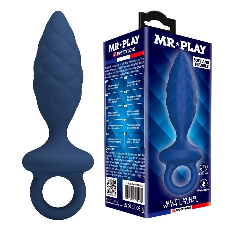 MR PLAY - PLUG ANALE TESTURIZZATO CON ANELLO BLU L – Tappi anali