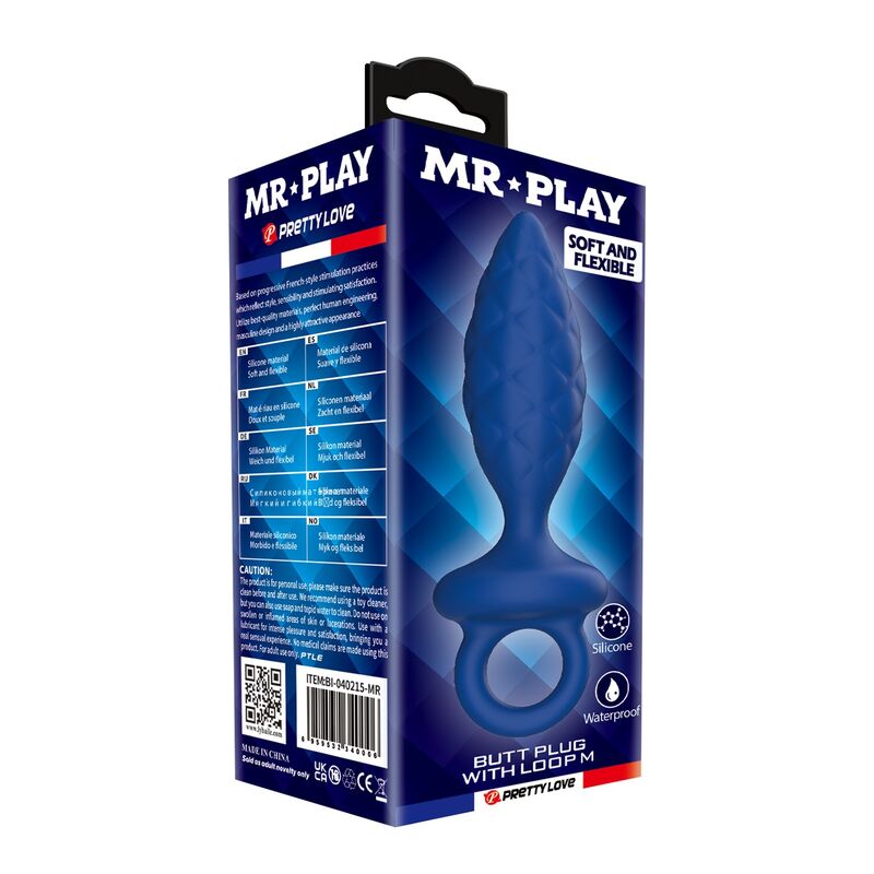 MR PLAY - PLUG ANALE TESTURIZZATO CON ANELLO BLU M – Tappi anali – foto 8
