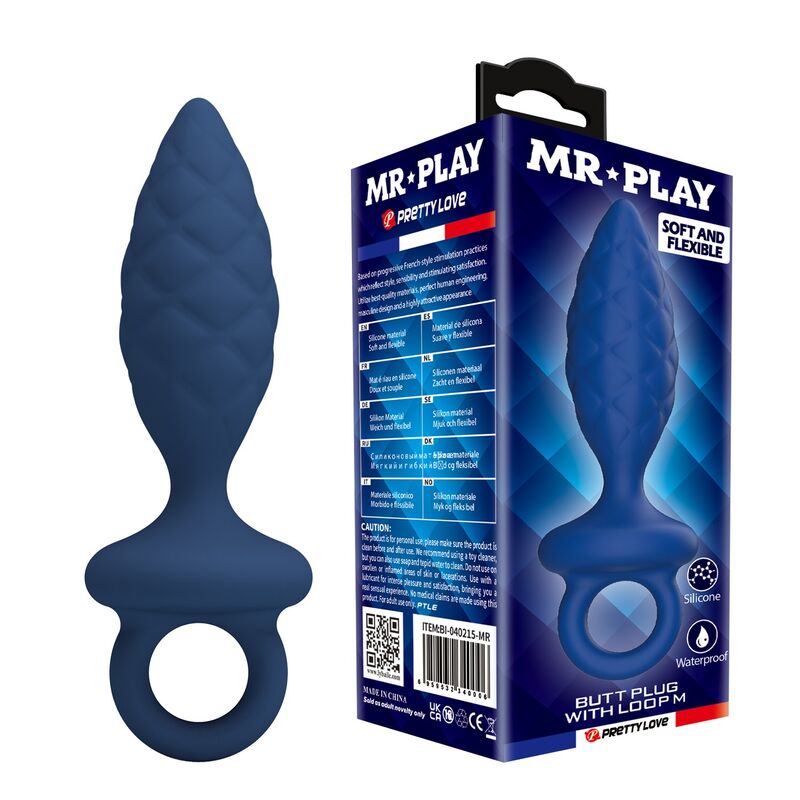 MR PLAY - PLUG ANALE TESTURIZZATO CON ANELLO BLU M – Tappi anali