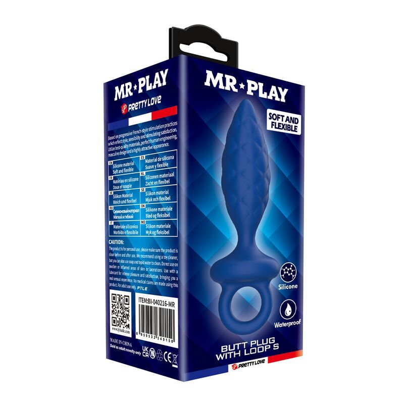 MR PLAY - PLUG ANALE TESTURIZZATO CON ANELLO BLU S – Tappi anali – foto 3