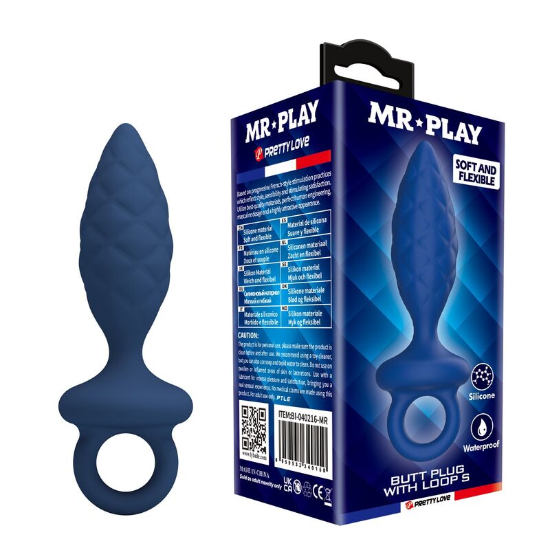 MR PLAY - PLUG ANALE TESTURIZZATO CON ANELLO BLU S – Tappi anali