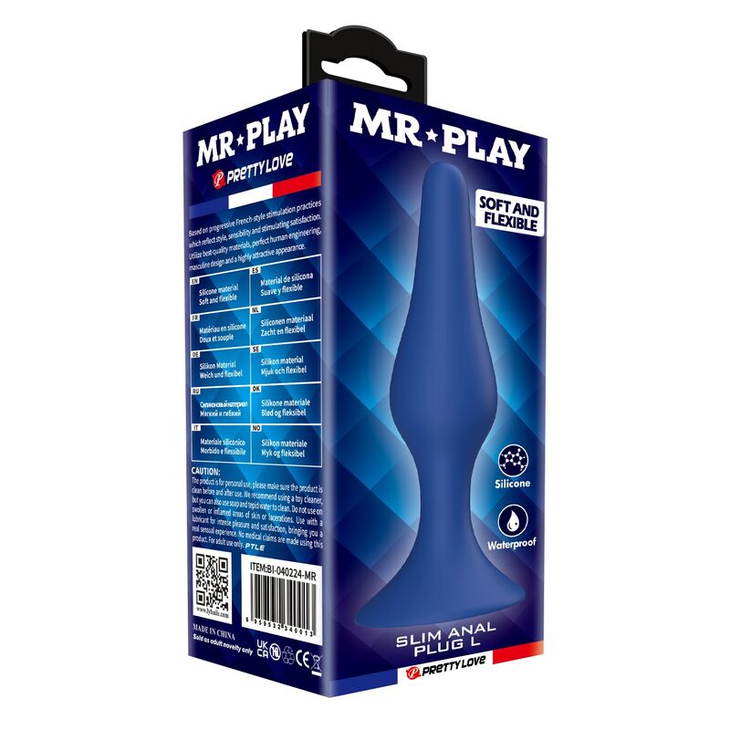 MR PLAY - PLUG ANALE SLIM IN SILICONE BLU L – Tappi anali – foto 3