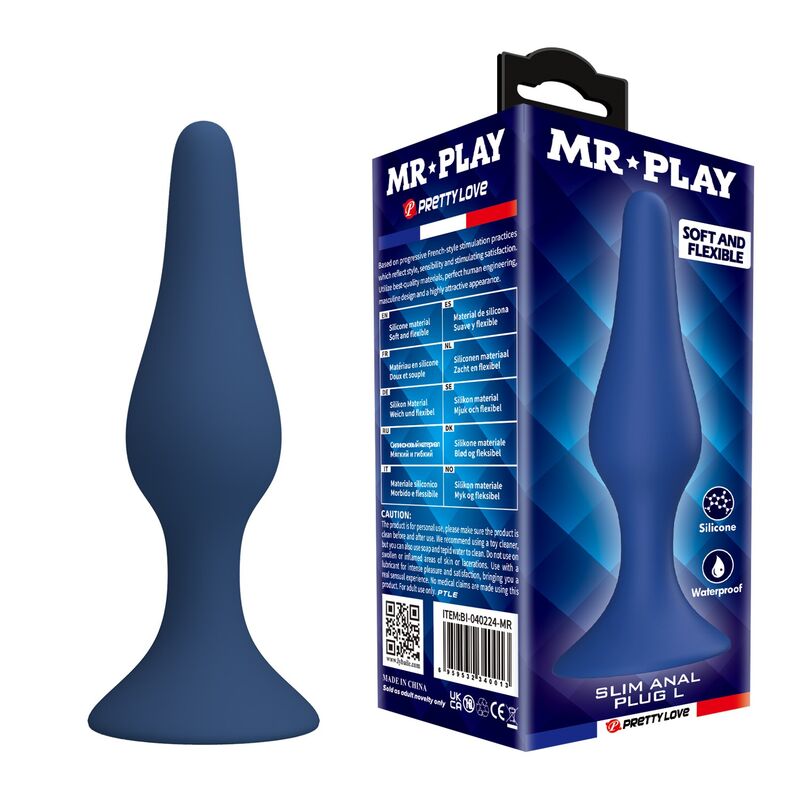 MR PLAY - PLUG ANALE SLIM IN SILICONE BLU L – Tappi anali