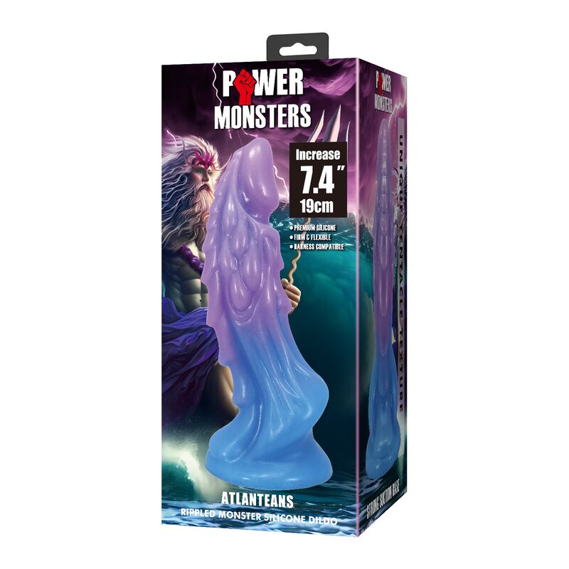POWER MONSTERS - DILDO REALISTICO ATLANTEANO CON VENTOSA 19 CM Ø 5 CM BLU E VIOLA – Falli senza vibrazioni – foto 3