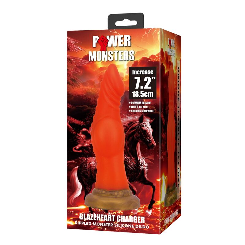 POWER MONSTERS - BLAZEHEART CHARGER FANTASY DILDO IN SILICONE 18,5 CM Ø 4,5 CM – Falli senza vibrazioni – foto 3
