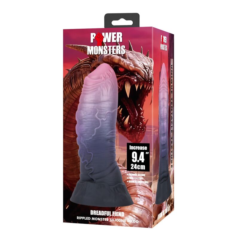 POWER MONSTERS - DREADFUL FIEND BICOLOR FANTASY SILICONE DILDO 24 CM Ø 6 CM – Falli senza vibrazioni – foto 3