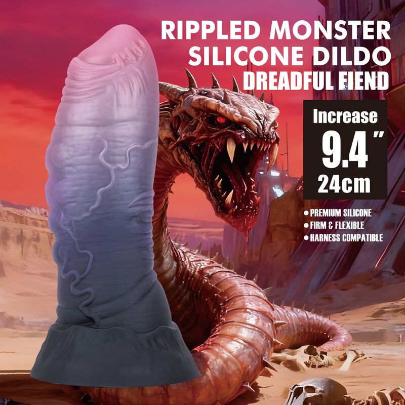 POWER MONSTERS - DREADFUL FIEND BICOLOR FANTASY SILICONE DILDO 24 CM Ø 6 CM – Falli senza vibrazioni – foto 8