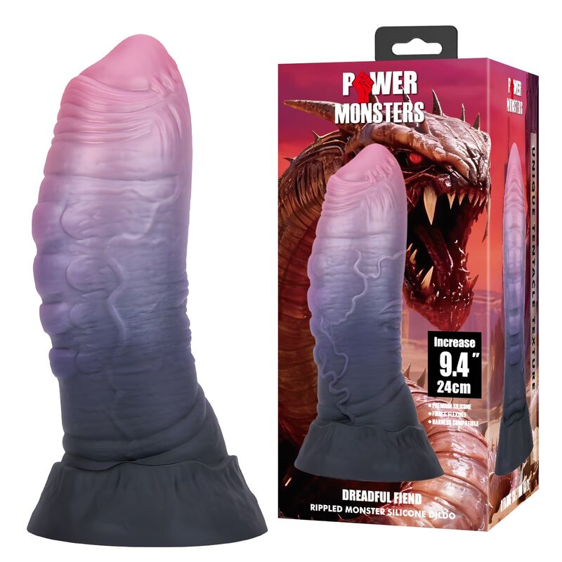 POWER MONSTERS - DREADFUL FIEND BICOLOR FANTASY SILICONE DILDO 24 CM Ø 6 CM – Falli senza vibrazioni – foto 7