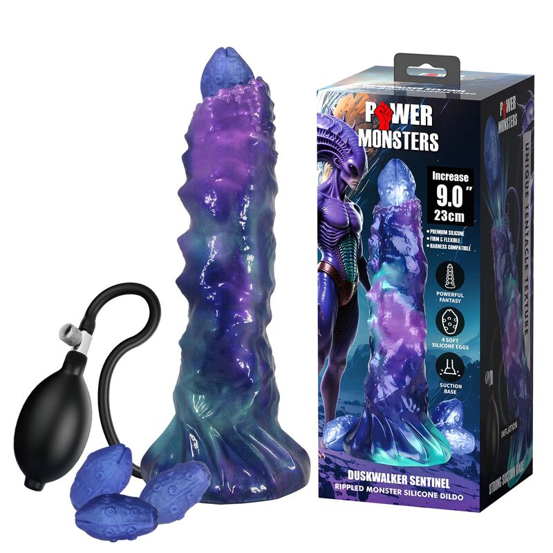 POWER MONSTERS - DUSKWALKER SENTINEL TRICOLOR DILDO GONFIABILE IN SILICONE FANTASY 23 CM Ø 5 CM – Anale gonfiabile – foto 8