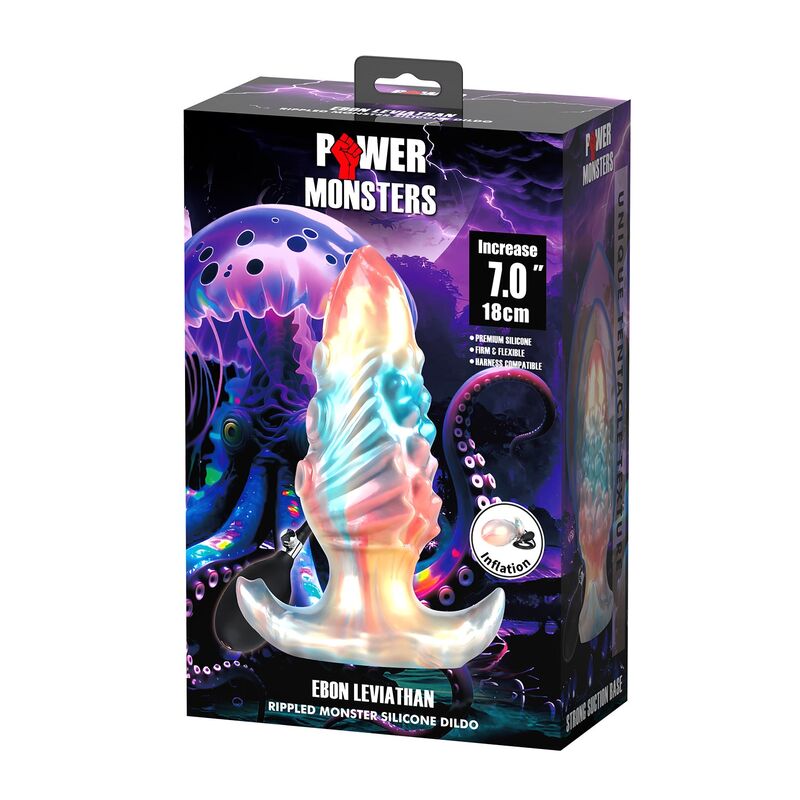 POWER MONSTERS - EBON LEVIATHAN TRICOLORE PLUG ANALE GONFIABILE FANTASY 18 CM – Anale gonfiabile – foto 2