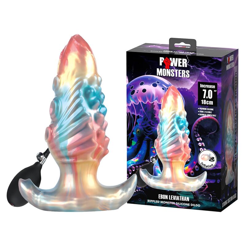 POWER MONSTERS - EBON LEVIATHAN TRICOLORE PLUG ANALE GONFIABILE FANTASY 18 CM – Anale gonfiabile – foto 9