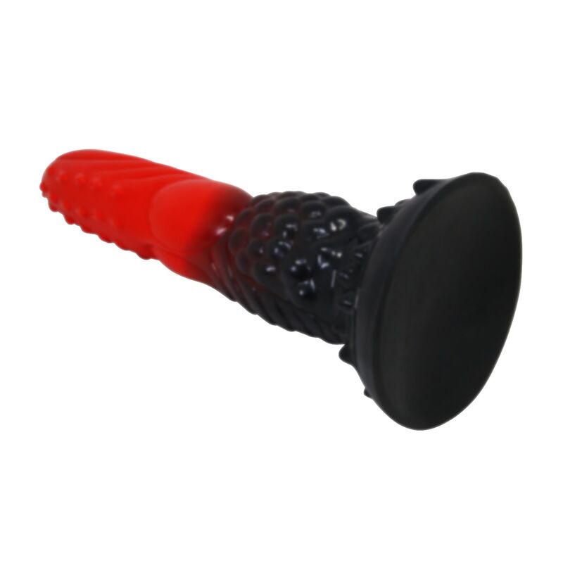 POWER MONSTERS - DILDO FANTASY DRAGO DI FUOCO CON VENTOSA 24,5 CM Ø 5,8 CM ROSSO E NERO – Falli senza vibrazioni – foto 5