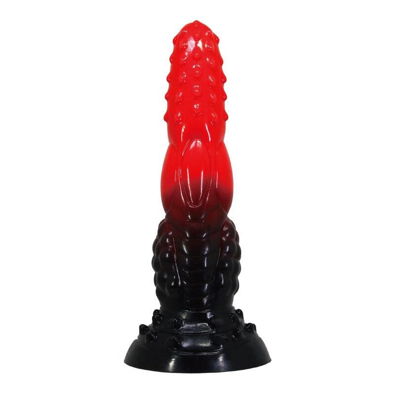 POWER MONSTERS - DILDO FANTASY DRAGO DI FUOCO CON VENTOSA 24,5 CM Ø 5,8 CM ROSSO E NERO – Falli senza vibrazioni – foto 3