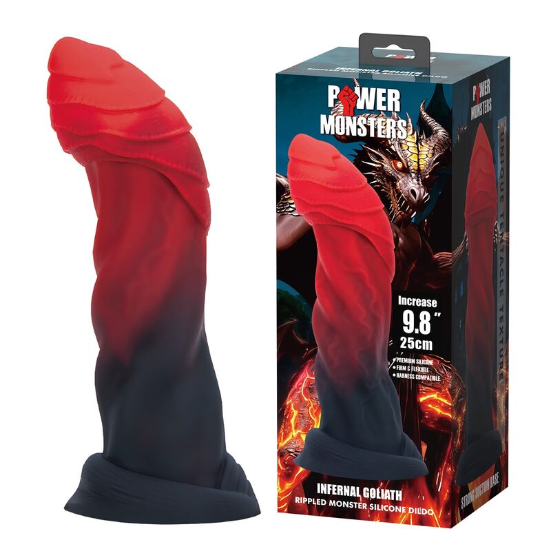POWER MONSTERS - DILDO IN SILICONE BIGOLIATH BICOLORE FANTASY 25 CM Ø 6 CM – Falli senza vibrazioni – foto 6