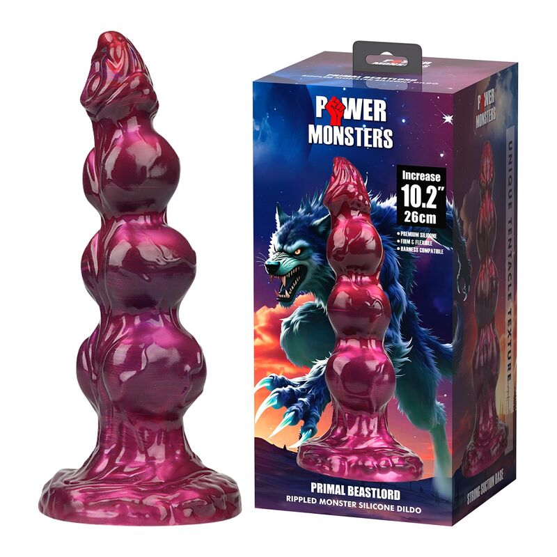 POWER MONSTERS - PRIMAL BEASTLORD DILDO IN SILICONE ROSA TRASLUCIDO FANTASY 26 CM Ø 5 CM – Falli senza vibrazioni – foto 3