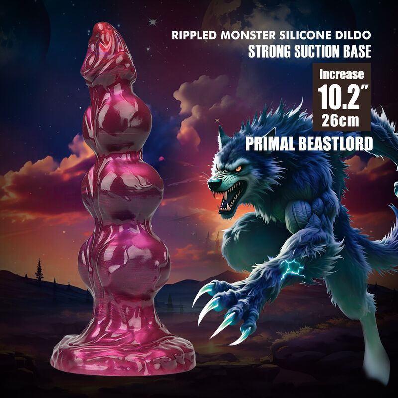 POWER MONSTERS - PRIMAL BEASTLORD DILDO IN SILICONE ROSA TRASLUCIDO FANTASY 26 CM Ø 5 CM – Falli senza vibrazioni – foto 8