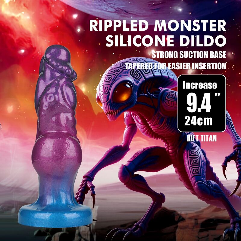 POWER MONSTERS - RIFT TITAN BICOLORE DILDO GONFIABILE IN SILICONE FANTASY 24 CM Ø 5 CM – Anale gonfiabile – foto 7