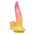 POWER MONSTERS - DILDO FANTASY MOSTRO ONDULATO CON VENTOSA 22,5 CM Ø 5,5 CM ROSA E GIALLO – Falli senza vibrazioni