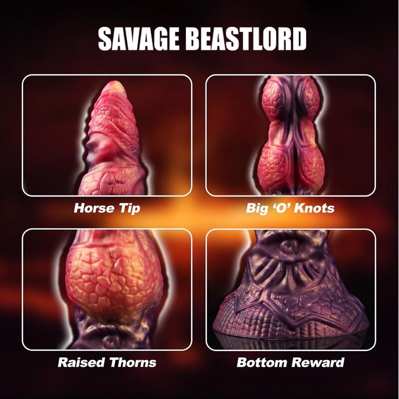 POWER MONSTERS - SAVAGE BEASTLORD TRICOLOR FANTASY DILDO IN SILICONE 24 CM Ø 5 CM – Falli senza vibrazioni – foto 8