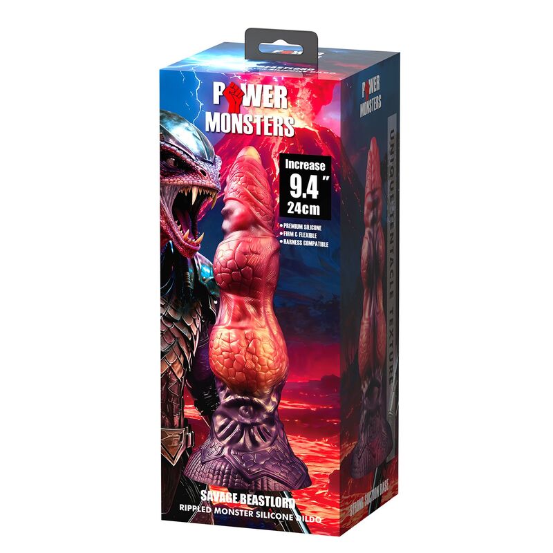 POWER MONSTERS - SAVAGE BEASTLORD TRICOLOR FANTASY DILDO IN SILICONE 24 CM Ø 5 CM – Falli senza vibrazioni – foto 2