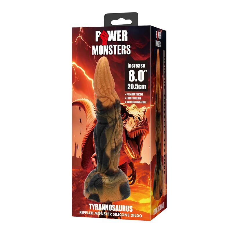 POWER MONSTERS - TIRANNOSAURO BICOLORE FANTASY DILDO IN SILICONE 20,5 CM Ø 5 CM – Falli senza vibrazioni – foto 2