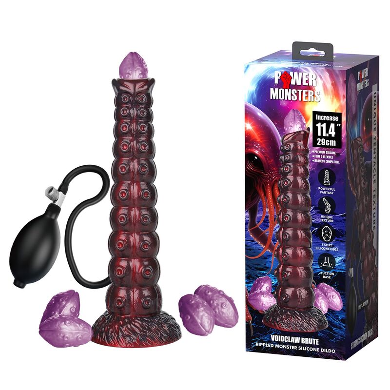 POWER MONSTERS - VOIDCLAW BRUTE DILDO GONFIABILE IN SILICONE BICOLORE FANTASY 29 CM Ø 5.7 CM – Anale gonfiabile – foto 8