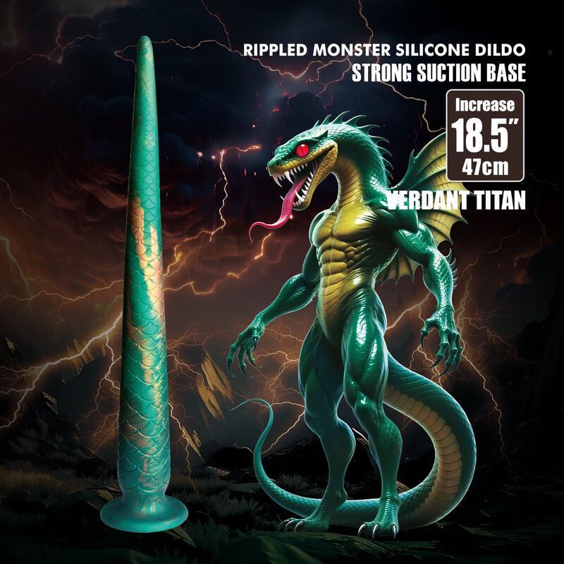 POWER MONSTERS - WILDWYRM TAIL BICOLORE FANTASY DILDO IN SILICONE 47 CM Ø 4 CM – Falli senza vibrazioni – foto 8