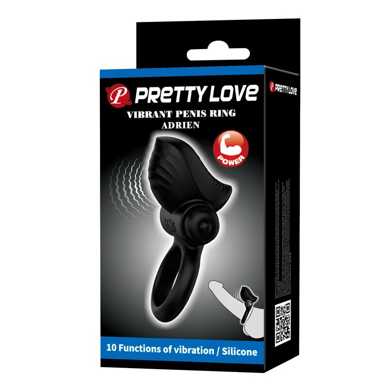 PRETTY LOVE - ADRIEN ANELLO VIBRANTE PER PENE 10 FUNZIONI NERO – Cockring con vibrazione – foto 3