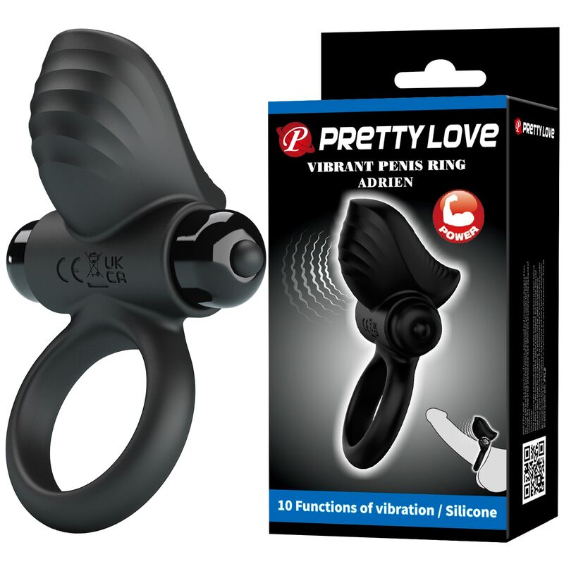 PRETTY LOVE - ADRIEN ANELLO VIBRANTE PER PENE 10 FUNZIONI NERO – Cockring con vibrazione – foto 11