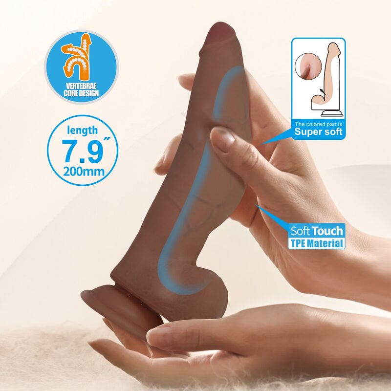 PRETTY LOVE - CUTHBERT DILDO FLESSIBILE REALISTICO 20 CM Ø 5 CM TPE MARRONE – Peni realistici – foto 8