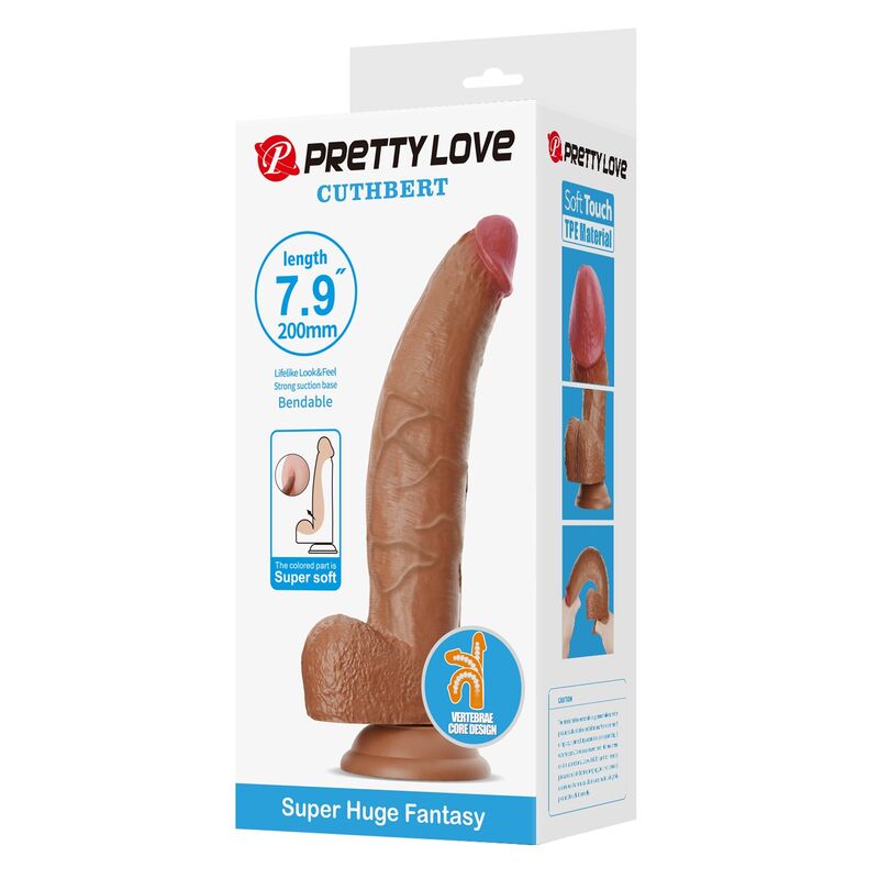 PRETTY LOVE - CUTHBERT DILDO FLESSIBILE REALISTICO 20 CM Ø 5 CM TPE MARRONE – Peni realistici – foto 3