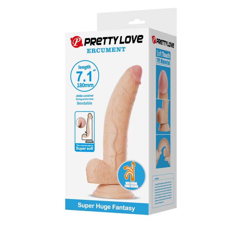 PRETTY LOVE - DILDO FLESSIBILE REALISTICO ELLCUMENT 18 CM Ø 4.5 CM TPE NATURALE – Peni realistici – foto 3