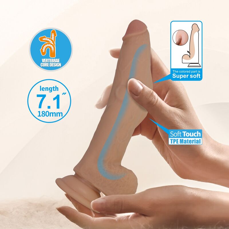 PRETTY LOVE - DILDO FLESSIBILE REALISTICO ELLCUMENT 18 CM Ø 4.5 CM TPE NATURALE – Peni realistici – foto 8