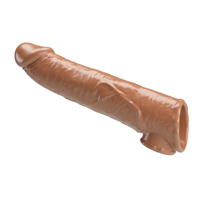 PRETTY LOVE - MANICOTTO REGOLABILE PER ALLUNGAMENTO DEL PENE 26 CM Ø 4 CM MARRONE – Copri pene con estensione – foto 6