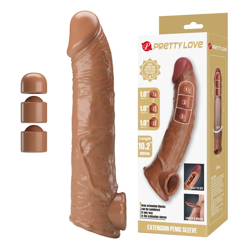 PRETTY LOVE - MANICOTTO REGOLABILE PER ALLUNGAMENTO DEL PENE 26 CM Ø 4 CM NATURALE – Copri pene con estensione