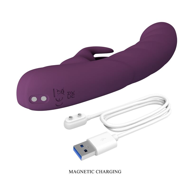 PRETTY LOVE - VIBRATORE A FORMA DI CONIGLIO RICARICABILE HARPER, 10 FUNZIONI, VIOLA – Vibratori di coniglio – foto 8
