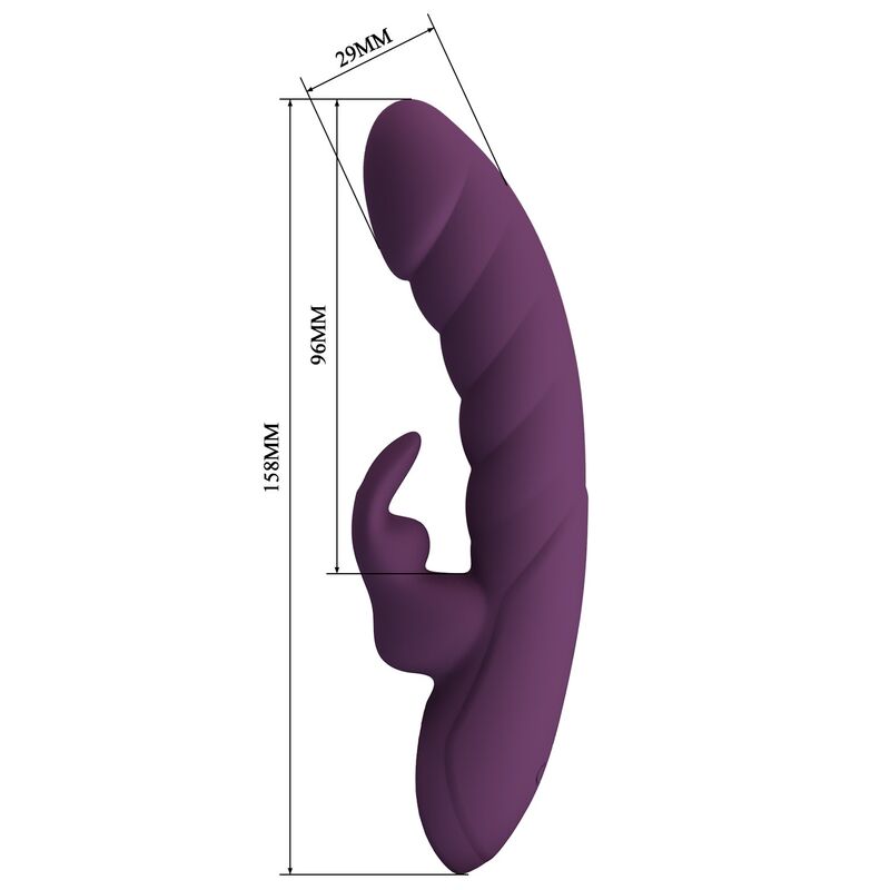 PRETTY LOVE - VIBRATORE A FORMA DI CONIGLIO RICARICABILE HARPER, 10 FUNZIONI, VIOLA – Vibratori di coniglio – foto 10