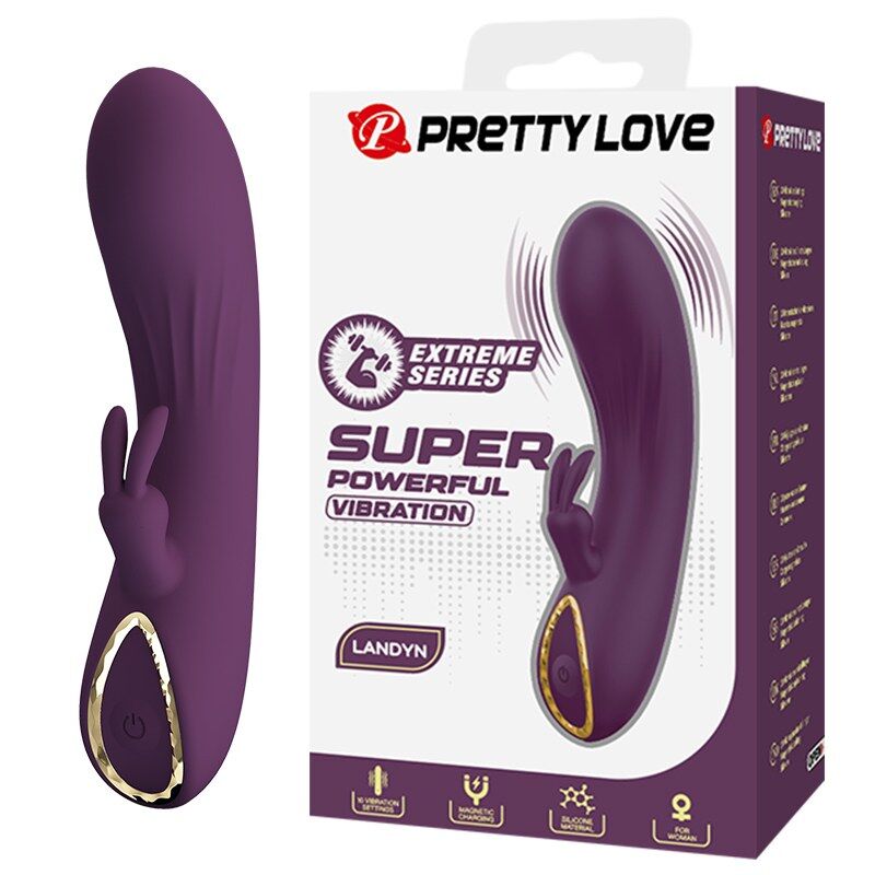 PRETTY LOVE - VIBRATORE A FORMA DI CONIGLIO RICARICABILE LANDYN, 10 FUNZIONI, VIOLA – Vibratori di coniglio