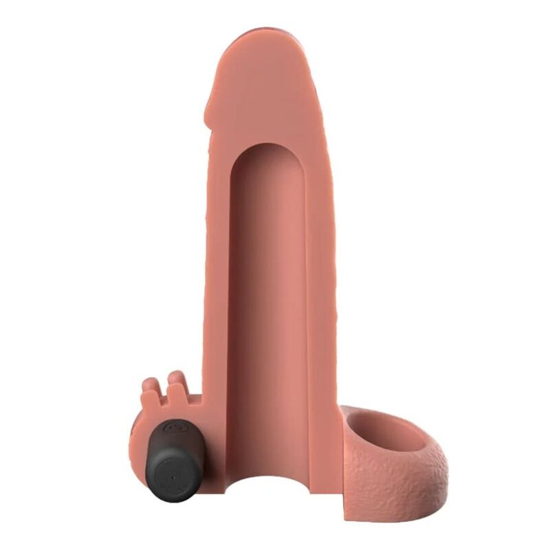 FANTASY X-TENSIONS - VIBRANTE REALISTICO MANICOTTO PER PENE DA 5 CM, BEIGE – Copri pene con estensione – foto 3