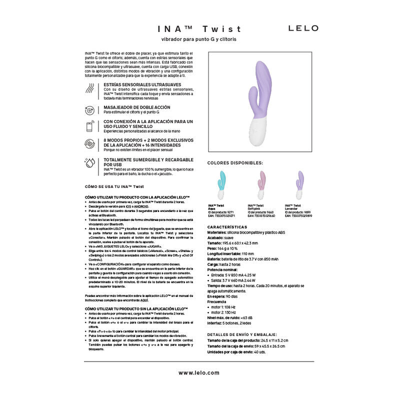 LELO - INA TWIST DOPPIO VIBRATORE A CONIGLIO PER IL PUNTO G E IL CLITORIDE LAVANDA – Vibratori di coniglio – foto 7