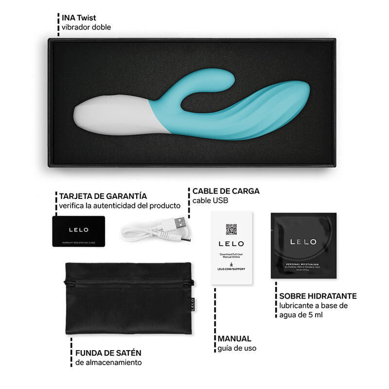 LELO - INA TWIST DOPPIO VIBRATORE A CONIGLIO PER IL PUNTO G E IL CLITORIDE BLU – Vibratori di coniglio – foto 6