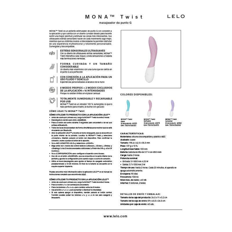 LELO - MONA TWIST VIBRATORE PER IL PUNTO G RICARICABILE E CONTROLLABILE TRAMITE APP, COLORE LAVANDA – Vibratori con APP – foto 10